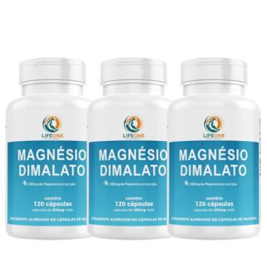 Imagem de Magnésio Dimalato 600mg Life One 120 Cápsulas Kit 3 Potes