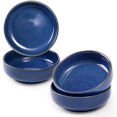 Imagem de NUTRIUPS Pacote com 4 pratos de molho de soja, tigelas de cerâmica de 57 g, tigela de molho de 9,3 cm, tigelas pequenas para acompanhamentos (azul)