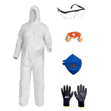 Imagem de Kit Proteção EPI Com Macacão, Óculos, Protetor, Plug, Máscara E Luva XG
