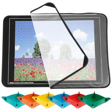 Imagem de Quadro de quebra-cabeça, 1000 peças, tapete de quebra-cabeça portátil, mesa de quebra-cabeça de 81 x 55 cm para adultos, mesa de tabuleiro com mesa de feltro antiderrapante, fácil de mover e armazenar