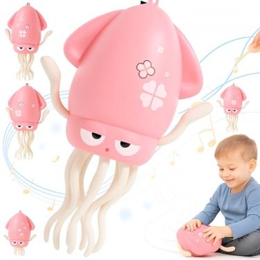 Imagem de Brinquedo Musical Polvo Dançante Com Luz Led Sensor De Obstáculos Acompanha Vara Pesca para Crianças PRESENTE DIA DAS CRIANÇAS - Rosa