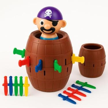 Imagem de Pula Pirata Jogo de Mesa Infantil Barril Pequeno Brinquedo Clássico Educativo para Crianças e Família
