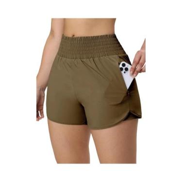 Imagem de Shorts Esportivos De Cintura Alta Para Mulheres 2024 XS-XXL Com Bolsos