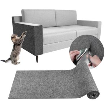 Imagem de Tapete Arranhador Pet Gatos Cama Box e Canto De Sofá Protetor de Sofá, Autoadesivo, Cortável e Antiestresse | Protege Móveis, Portas e Paredes KAMUFLE (Cinza)