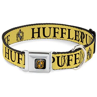 Imagem de Coleira de cachorro fivela de cinto de segurança Harry Potter brasão da Lufa-Lufa Amarelo Preto 40,6 a 58 centímetros 3,8 cm de largura