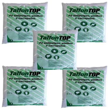 Imagem de Kit 5X Talfon Top 1 Kg Pó Antipulgas, Piolhos E Carrapatos - Indubras