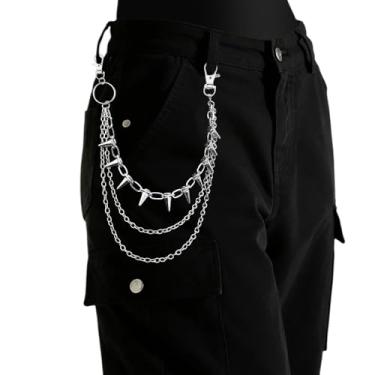 Imagem de Corrente de calça gótica para mulheres e homens, punk em camadas, corrente de bolso gótica, corrente de bolso para mulheres, pingente de cintura hip hop, Small, Metal, Sem Pedra Preciosa