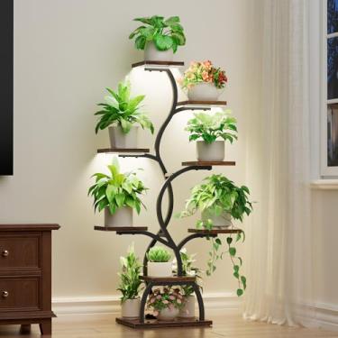 Imagem de EVAWOO Suporte Para Plantas Interno Com Luz De Cultivo: Prateleira Para Plantas De 8 Níveis Interna, Suporte Para Plantas De Canto, Prateleira Alta Para Plantas, Prateleira Para Plantas De 49" Com L