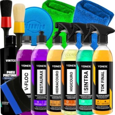 Imagem de Kit Tok Final 500ml Vonixx Sintra Fast 500ml Vonixx Higicouro 500ml Vonixx Hidracouro 500ml Vonixx Restaurax 500ml Vonixx V-Floc 500ml Vonixx Pneu Pretinho 500ml Vintex Acessórios Karbox