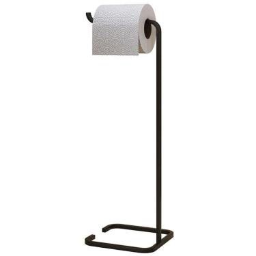 Imagem de Papeleira Porta Papel De Chão Lovell Banheiro Lavabo Preto DHom