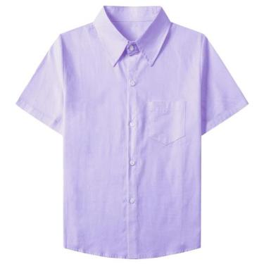 Imagem de Camisa masculina SANGTREE de manga curta com botões lilás 13-14Y