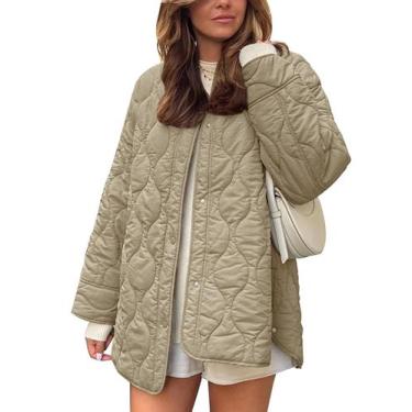 Imagem de Jaqueta feminina Flygo acolchoada, leve, cáqui, tamanho M