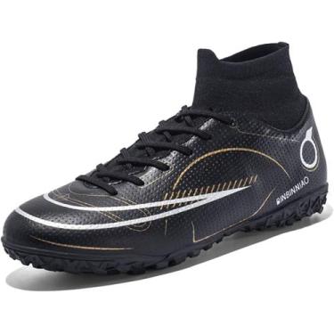 Imagem de Tênis de futebol masculinos de competição de couro com pontas longas -