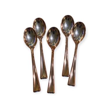 Imagem de Kit 12 Mini Colher Rose Descartável Para Doce Bolo De Pote