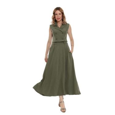 Imagem de Conjunto Feminino Elegante, Blazer sem Mangas e Saia Godê, Alfaiataria