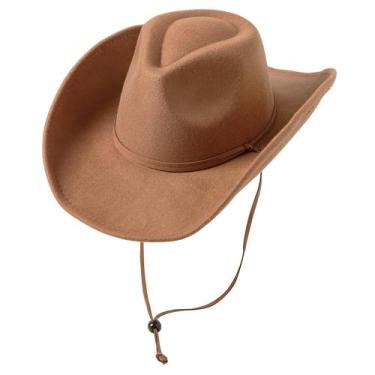 Imagem de Chapéu de cowboy Lanzom Retro Feltro com aba larga para mulheres e hom