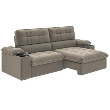 Imagem de Sofá Retrátil E Reclinável 3 Lugares 2,10m Com Porta Copos Slim Stanle