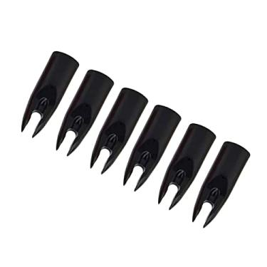 Imagem de Lamehfyo Pacote com 50 Nocks de flecha para tiro com arco e flecha de substituição com cola de cauda de flecha de 7 mm para acessório de ponta de flechas DIY (preto)