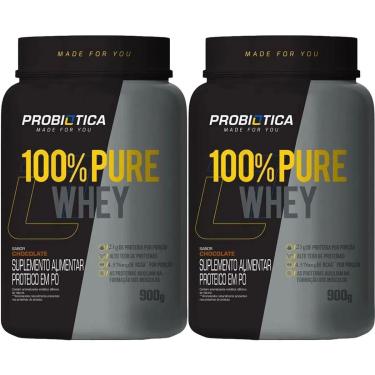 Imagem de Kit 2X 100% Pure Whey Nova Fórmula - 900g Chocolate - Probiótica-Masculino