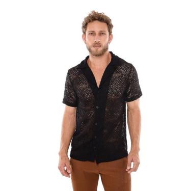 Imagem de Camisa Masculina Renda Moda Verão Tendência Estação - Execução Jeans, 