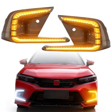 Imagem de Conjunto de faróis de neblina DRL para Honda Civic Hatchback Sedan 11ª geração 2022 2023 2024 com orifício de radar para sensor (22CIVIC-Hatchback + orifício do sensor)