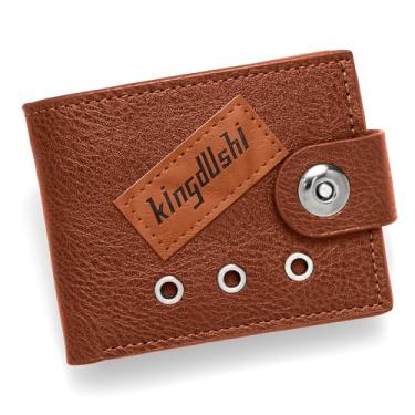 Imagem de Carteira masculina dobrável com bloqueio fino, bolso frontal minimalista - fina e elegante com janela para identidade16, Café, Minimalista