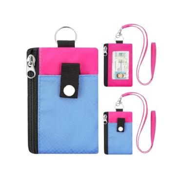Imagem de Carteira pequena minimalista com cordões de janela de identidade, bloqueio de RFID para mulheres, porta-cartões de crédito, bolso fino com zíper, carteira de pescoço de viagem resistente à água, A13