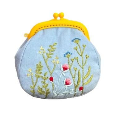 Imagem de Bolsa de moedas bordada para mulheres - Bolsa pequena feita à mão com design floral - Mini carteira para moedas, cartões e itens essenciais - Primavera