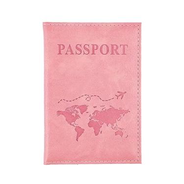 Imagem de Porta-passaporte antifurto unissex couro PU capa para passaporte fina e fina para viagem porta-passaporte carteira presente, rosa, Moderno