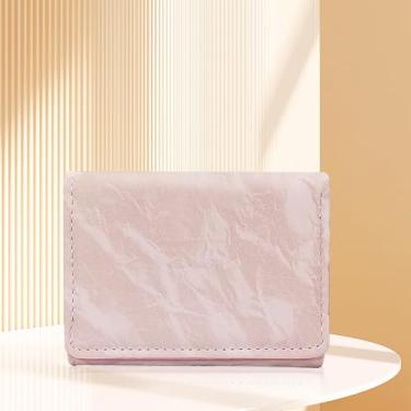 Imagem de Carteira feminina, carteira pequena de três dobras para mulheres, porta-moedas compacta com porta-cartões de crédito com botão de pressão para uso em laticínios, rosa, Casual