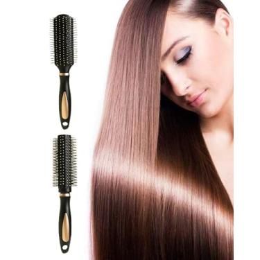 Imagem de Escova de cabelo desembaraçadora e escova redonda, 2 pacotes de conjunto de escovas de cabelo para salão, escova desembaraçadora para todos os tipos de cabelo, para mulheres e homens, cabelos molhados