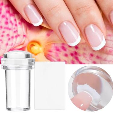 Imagem de Kit de estampagem de arte de unhas com carimbo de silicone transparente e raspador para desenhos de unhas franceses e fácil transferência de arte de unhas