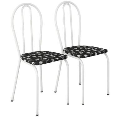 Imagem de Kit 02 Cadeiras Tubular America 004 Branco ARTEF - Artefamol, Preto Fl