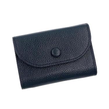 Imagem de Bolsa minimalista portátil para moedas com textura de couro macio, porta-cartões de grande capacidade