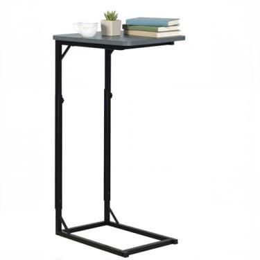 Imagem de WeGXY Mesa de canto em forma de C, mesa lateral pequena para sofá com moldura de metal resistente, mesa de sofá multifuncional para sala de estar, quarto, cabeceira, mesa de cabeceira compacta - cinza