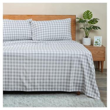 Imagem de RUVANTI Lençóis de flanela Queen Size - Certificado GOTS 100% algodão orgânico, conjunto de 4 peças quentes, macias e respiráveis, bolso profundo, ajuste confortável, escovado duplo para todas as