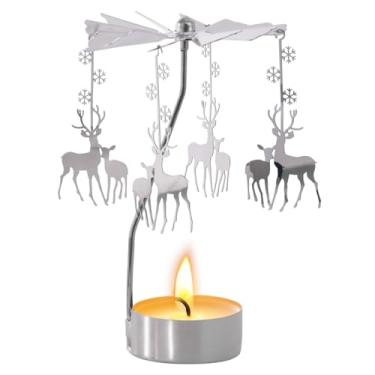 Imagem de Castiçal rotativo - Castiçal giratório de Natal com design de rena