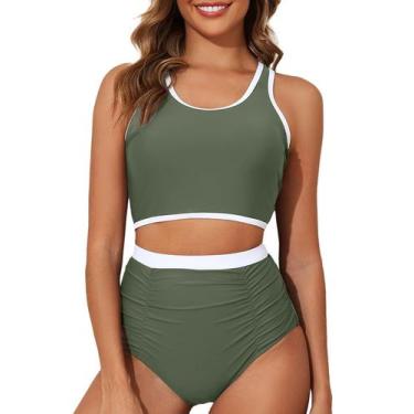 Imagem de Conjunto de biquíni Aleumdr, roupa de banho feminina, cintura alta, ve