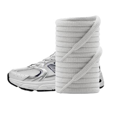 Imagem de UamGlsob Cordões ovais planos para New Balance, Strings faixas finas de 6 mm para sapatilhas e ténis de corrida, cinzento, 45Inch/115cm