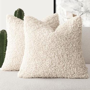 Imagem de Capa de travesseiro Findtower Faux Fur 45x45cm Creme Bege (2 peças) - 