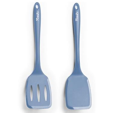 Imagem de Conjunto de espátulas de silicone resistente ao calor de 315 °C, espátulas de cozinha de 34,5 cm para panelas antiaderentes, espátulas flexíveis com bordas finas, utensílios de cozinha sem costura