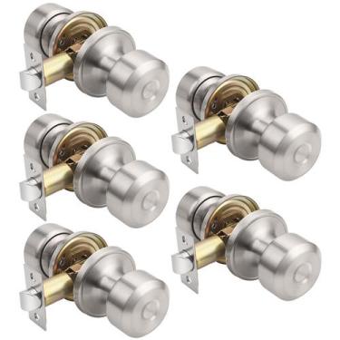 Imagem de Maçaneta de porta KNOBWELL, níquel escovado para passagem, pacote com 