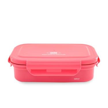Imagem de LIVING CREATOR KeeperTen Recipiente de armazenamento de alimentos de aço inoxidável seguro para micro-ondas (coral, 560 ml) à prova de vazamento, pode ser lavado na lava-louças e no freezer, livre de