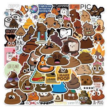 Imagem de Pacote de adesivos Funny Poop Cartoon Emoji 60 unidades de PVC impermeável