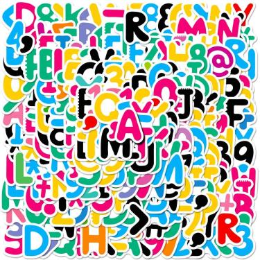 Imagem de Adesivos, números do alfabeto, estilo balão, decalques à prova d`água x50