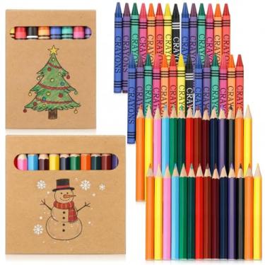 Imagem de Weekgrat 30 conjuntos de lápis de cor pré-afiados e giz de cera a granel de volta às aulas, pacote de férias em caixa, mini lápis de cera, suprimentos para professores, presentes fofos de volta às