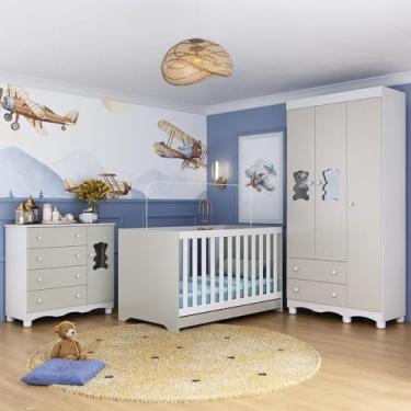 Imagem de Quarto de Bebê Completo com Berço Americano 3 em 1 Ternura Multimóveis Mp4655 Branco/off White