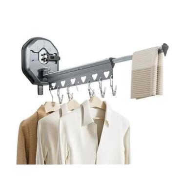 Imagem de Hhsdyl Varão Suspenso Robusto, Cabide de Parede com Braço Articulado, Estendal de Roupa com Rotação de 180° e Economia de Espaço para Lavandaria,Gray,One