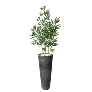 Imagem de Bambu Artificial Cozinha Vaso Grafiato Alto Decoração (Marmorizado Cinza)