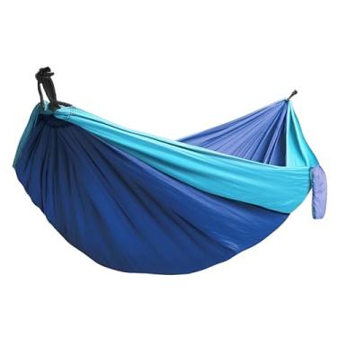 Imagem de Rede de acampamento portátil para uso externo com alças de árvore, rede de corda de árvore para acampamento 142 x 263 cm, adequado para 1 a 2 pessoas, equipamento essencial para mochila